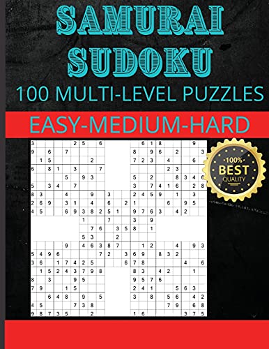 Samurai Sudoku: Samurai Sudoku Puzzles 33 Easy - 33 Medium - 34 Hard Puzzles - 9781803852911