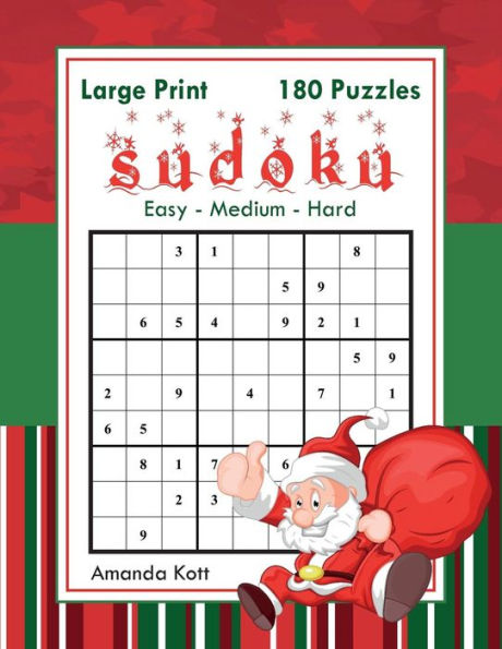 Large Print Sudoku - Christmas Edition - 180 Easy to Hard Puzzles: Large Print Sudoku Book For Adults - Book 1