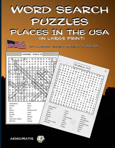 Word Search Puzzles - Places In The Usa : (In Large Print)