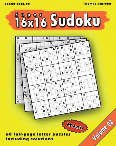 Super Sudoku : Hard 16X16 Full-Page Alphabet Sudoku