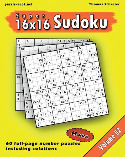 Super Sudoku : Hard 16X16 Full-Page Number Sudoku