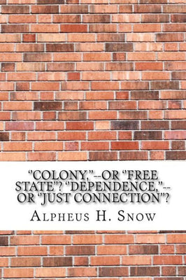 ''Colony,''--or ''Free State''? ''Dependence,''--or ''Just Connection''?