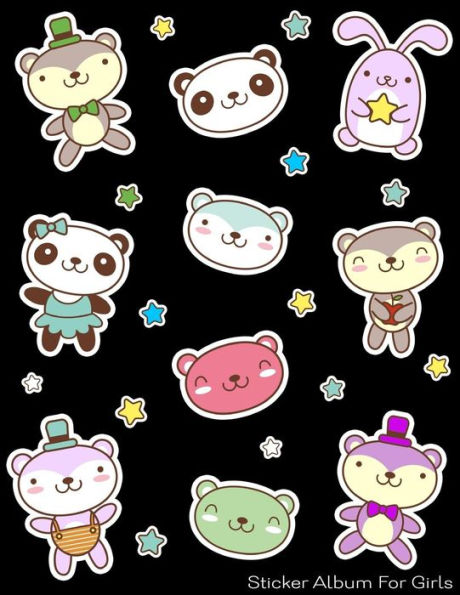 Sticker Album For Girls : 100 Plus Pages For Permanent Sticker Collection, Activity Book For Girls, Black - 8.5 By 11