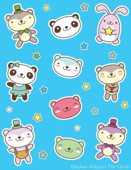 Sticker Album For Girls : 100 Plus Pages For Permanent Sticker Collection, Activity Book For Girls, Blue - 8.5 By 11