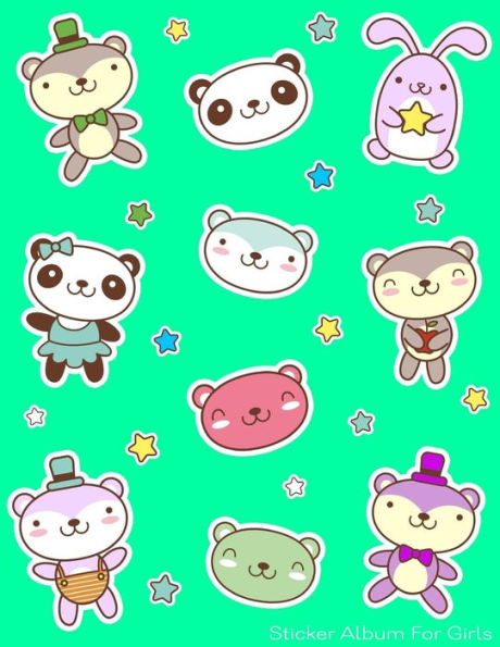 Sticker Album For Girls : 100 Plus Pages For Permanent Sticker Collection, Activity Book For Girls, Green - 8.5 By 11