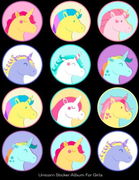 Unicorn Sticker Album For Girls : 100 Plus Pages For Permanent Sticker Collection, Activity Book For Girls, Black - 8.5 By 11
