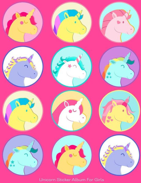 Unicorn Sticker Album For Girls : 100 Plus Pages For Permanent Sticker Collection, Activity Book For Girls, Pink - 8.5 By 11