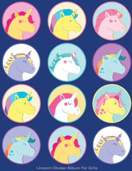 Unicorn Sticker Album For Girls : 100 Plus Pages For Permanent Sticker Collection, Activity Book For Girls, Blue - 8.5 By 11