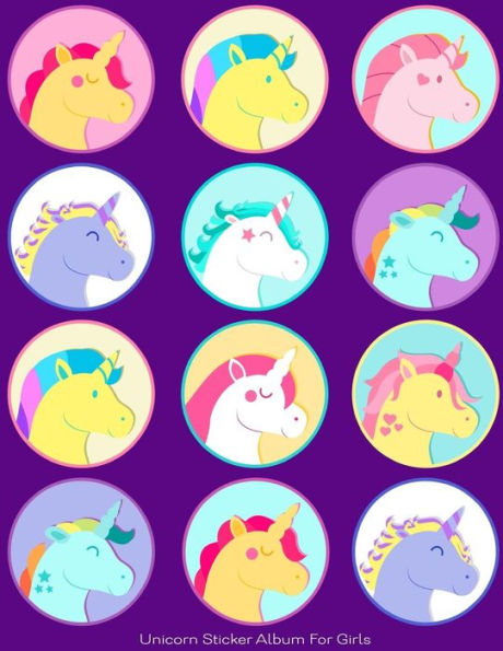 Unicorn Sticker Album For Girls : 100 Plus Pages For Permanent Sticker Collection, Activity Book For Girls, Purple - 8.5 By 11