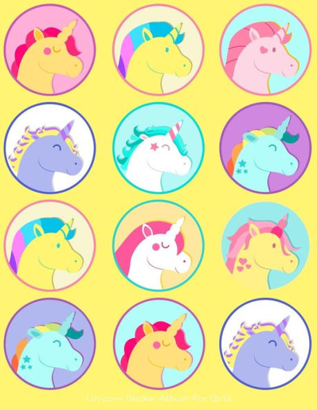 Unicorn Sticker Album For Girls : 100 Plus Pages For Permanent Sticker Collection, Activity Book For Girls, Yellow - 8.5 By 11
