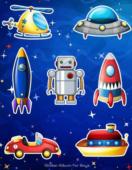 Sticker Album For Boys : 100 Plus Pages For Permanent Sticker Collection, Activity Book For Boys, Blue - 8.5 By 11