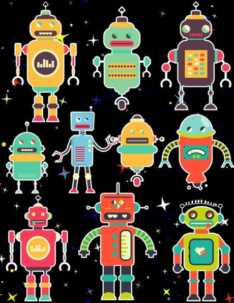 Robots Sticker Album For Boys : 100 Plus Pages For Permanent Sticker Collection, Activity Book For Boys Or Girls - 8.5 By 11