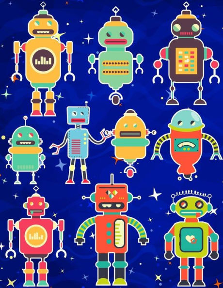 Robots Sticker Album For Boys : 100 Plus Pages For Permanent Sticker Collection, Activity Book For Boys - 8.5 By 11 - 9781975981921