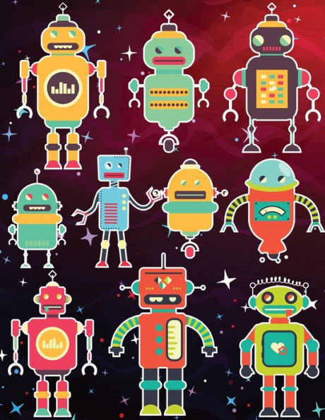 Robots Sticker Album For Boys : 100 Plus Pages For Permanent Sticker Collection, Activity Book For Boys - 8.5 By 11