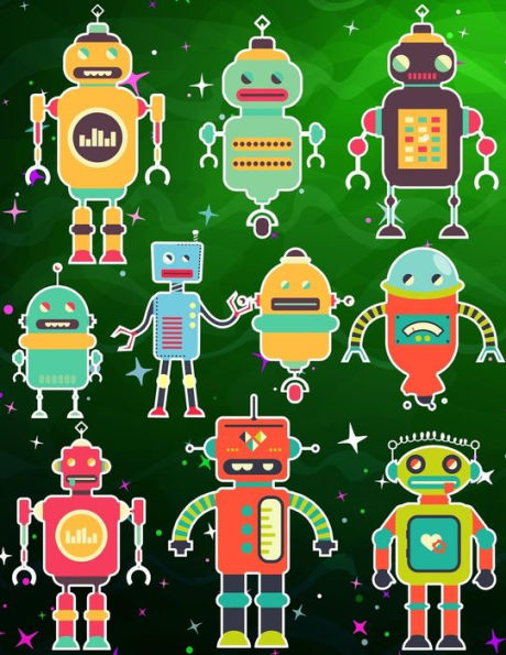 Robots Sticker Album For Boys : 100 Plus Pages For Permanent Sticker Collection, Activity Book For Boys - 8.5 By 11 - 9781975982348
