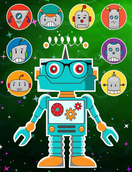 Robots Sticker Album 2 For Boys : 100 Plus Pages For Permanent Sticker Collection, Activity Book For Boys - 8.5 By 11 - 9781975983178