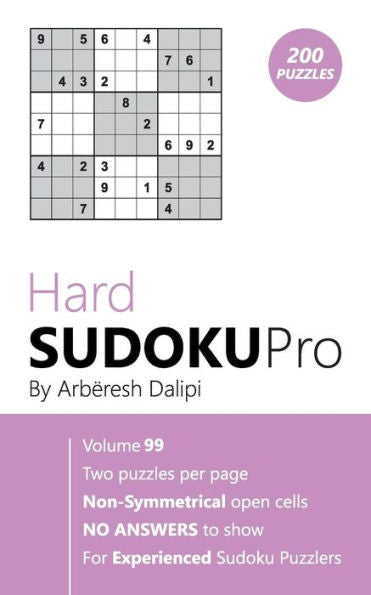 Hard Sudoku Pro: Book for Experienced Puzzlers (200 puzzles) Vol. 99