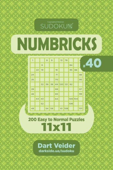 Sudoku Numbricks - 200 Easy To Normal Puzzles 11X11