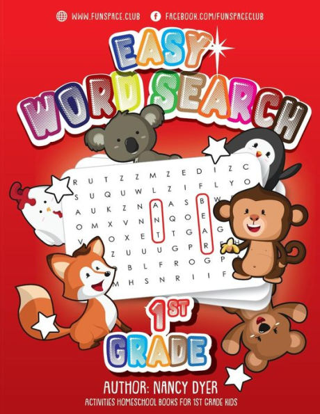 Easy Word Search 1st Grade: Activities Homeschool Books for 1st Grade Kids (Fun Space Club Word Search for Kids)