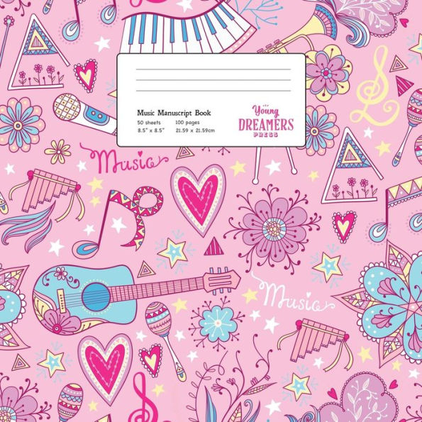 Music Manuscript Book : Girls Musical Instruments, Large Kids Stave Paper