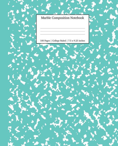 Marble Composition Notebook College Ruled : Turquoise Marble Notebooks, School Supplies, Notebooks For School