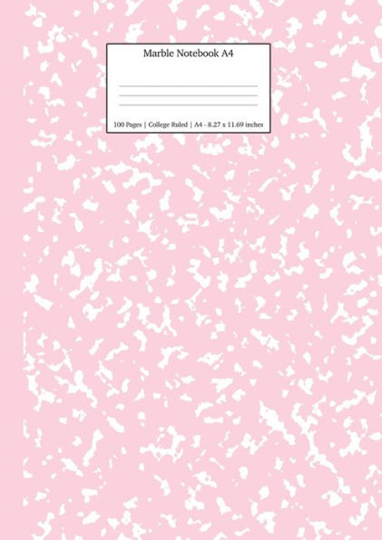 Marble Notebook A4 : Pastel Pink College Ruled Journal