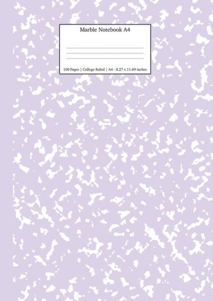 Marble Notebook A4 : Lilac Purple College Ruled Journal