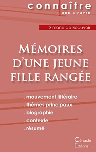 Fiche De Lecture Mémoires D'Une Jeune Fille Rangée De Simone De Beauvoir (Analyse Littéraire De Référence Et Résumé Complet) (French Edition)