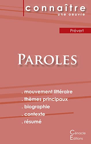 Fiche De Lecture Paroles De Prévert (Analyse Littéraire De Référence Et Résumé Complet) (French Edition)