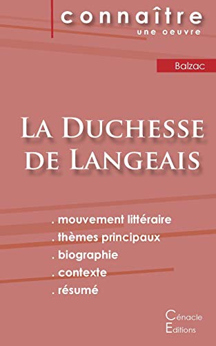 Fiche De Lecture La Duchesse De Langeais De Balzac (Analyse Litt??raire De R??f??rence Et R??sum?? Complet) (French Edition)