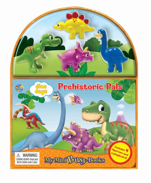 Phidal - Dino Days Prehistoric Pals My Mini Busy Book For Kids, Children To Play - Includes 4 Figurines With Foldable Play Board And Storybook, Portable And Travel Ready