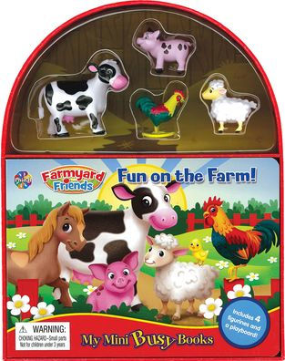Phidal - Farmyard Farms My Mini Busy Book For Kids, Children To Play - Includes 4 Figurines With Foldable Play Board And Storybook, Portable And Travel Ready