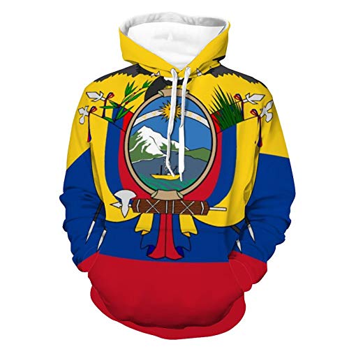 Unisex Women Men Hoodies Long Sleeve Lightweight Hooded Sweatshirts Originality Ecuador Flag Pattern Autumn Outfit for Jogging Holiday
