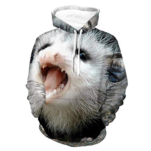 Unisex Women Men Hoodies Long Sleeve Skin-friendly Pullover Hooded Sweatshirt Baby Possum Pattern Autumn Outfit for Travel Sports