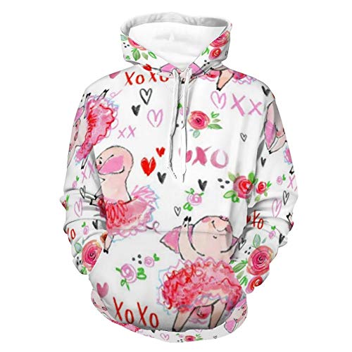 Women Men Hoodies 3D Print Unisex Lightweight Hoodie Pullover Sweatshirt Ballet Spandex Pattern Autumn Outfit with Pocket for Athletic Party