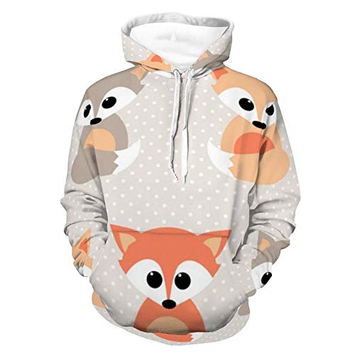 Mens Womens Skin-friendly Hoodies 3D Printed Unisex Long Sleeve Pull-Over Hoodie Baby Foxes Pattern Outdoor Outfit for Christmas