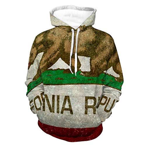 Unisex Women Men Hoodies Long Sleeve Stretchy Pullover Sweatshirt California Republic Flag Pattern Autumn Outfit For Jogging Holiday