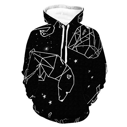 Unisex Long Sleeve Hooded Sweatshirt Tops Womens Mens Animal Constellation Pattern Fashion Hooded T-Shirts With Pocket
