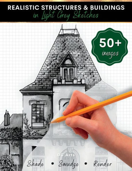 Estructuras y edificios realistas en bocetos de color gris claro: libro de dibujo de arquitectura para niños y adolescentes