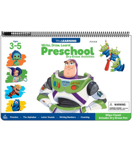Disney Learning Write, Draw, Learn! Preschool Workbooks, Dry Erase Alphabet And Letter Sounds, Counting, And Writing Numbers Preschool Learning Activities, Preschool Math And Phonics