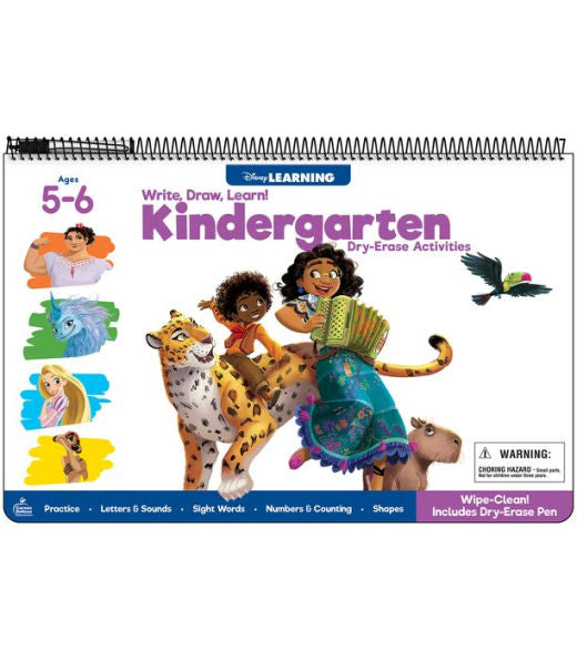 Disney Learning Write, Draw, Learn! Kindergarten Workbooks, Dry Erase Alphabet Letters & Sounds, Sight Words, Shapes, Numbers & Counting, Kindergarten Math & Phonics Classroom Or Homeschool Curriculum