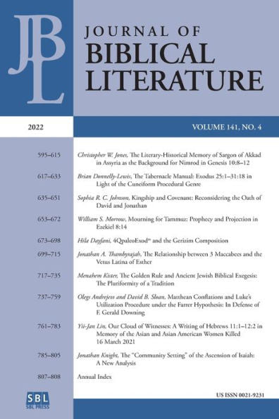 Journal Of Biblical Literature 141.4 (2022)