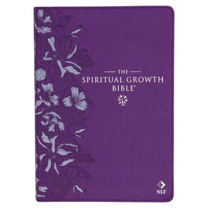 The Spiritual Growth Bible, Study Bible, Nlt - New Living Translation Holy Bible, Faux Leather, Purple Debossed Floral