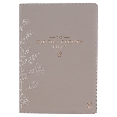 The Spiritual Growth Bible, Study Bible, Nlt - New Living Translation Holy Bible, Faux Leather, Taupe Embroidered Floral