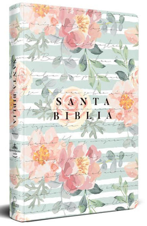 Biblia Reina Valera 1960 Letra Grande, Tamaño Manual, Tapa Dura Rosas Rosadas / Spanish Bible Rvr 1960 Handy Size Large Print Hc Pink Roses