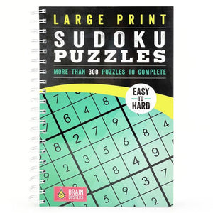 Large Print Sudoku: Over 200 Puzzles & Solutions, Easy To Hard Puzzles For Adults, Spiral-Bound (Brain Busters)