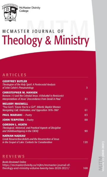 Mcmaster Journal Of Theology And Ministry: Volume 22, 2020-2021