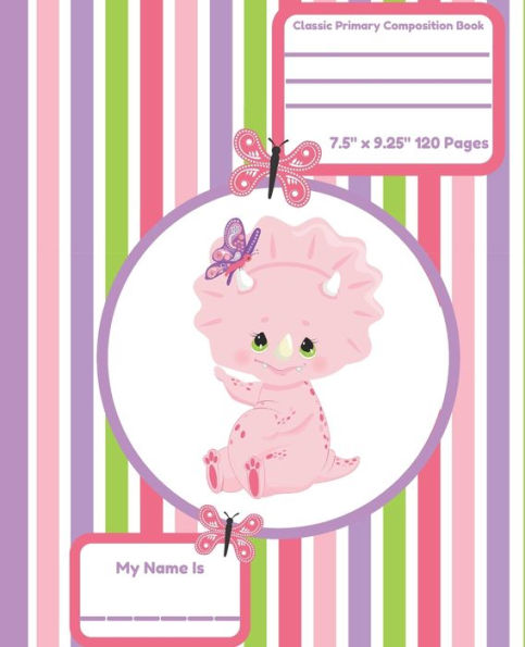 Classic Primary Composition Book: Primary Composition Notebook Dinosaur Early Creative Writing Tablet Stripe Pattern