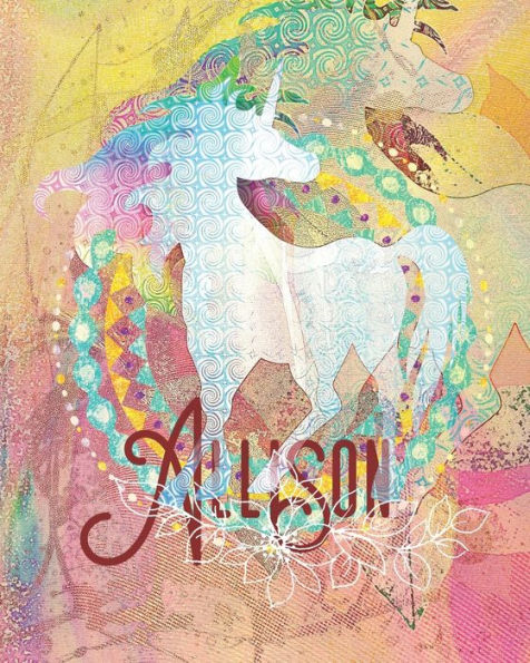 Allison: Colorful Rainbow Unicorn - 100 Pages 8"X10" Girl's Composition Wide Ruled Notebook