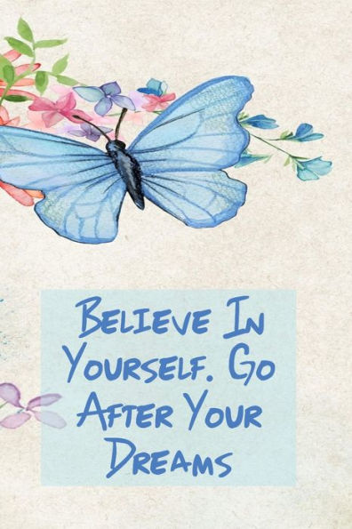 CREER EN TI MISMO. VA DESPUÉS DE TUS SUEÑOS: Cuaderno inspirador con rayas universitarias: escena de acuarela con mariposas sobre flores